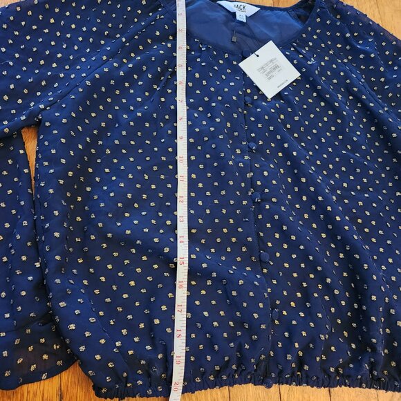Jack by BB Dakota Blue Gold Dot Button Blouse XS Extra Small NWT - Picture 6 of 11